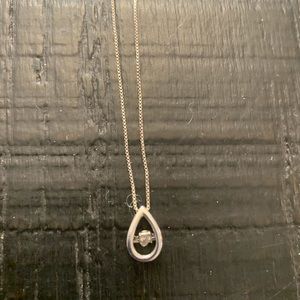 Silver floating diamond necklace